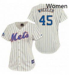 Womens Majestic New York Mets 45 Zack Wheeler Replica CreamBlue Strip MLB Jersey