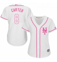 Womens Majestic New York Mets 8 Gary Carter Replica White Fashion Cool Base MLB Jersey