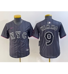 Youth New York Mets 9 Brandon Nimmo Graphite 2024 City Connect Limited Stitched Baseball Jersey