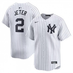 Men New York Yankees 2 Derek Jeter White Home Limited Stitched Baseball Jersey