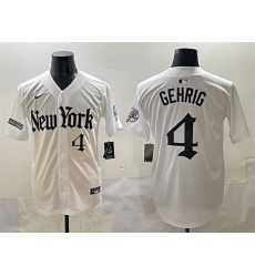 Men New York Yankees 4 Lou Gehrig White  27Gothic Legacy Edition 27 Vapor Premier Limited Stitched Baseball Jersey