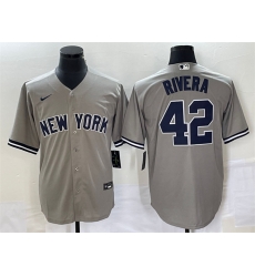 Men New York Yankees 42 Mariano Rivera Gray Cool Base Stitched Baseball Jersey