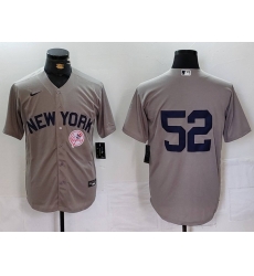 Men New York Yankees 52 CC Sabathia Grey Cool Base Stitched Baseball Jersey 3