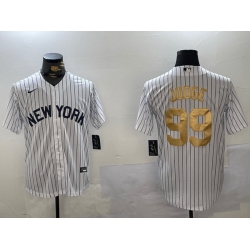 Men New York Yankees 99 Aaron Judge White Pinstripe Fashion Cool Base Jersey 1