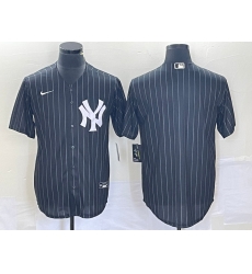 Men New York Yankees Blank Black Cool Base Stitched Baseball Jersey