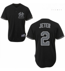 Mens Majestic New York Yankees 2 Derek Jeter Authentic Black Fashion MLB Jersey