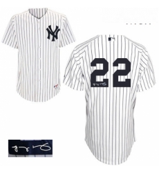 Mens Majestic New York Yankees 22 Jacoby Ellsbury Authentic White Home Autographed MLB Jersey