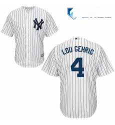 Mens Majestic New York Yankees 4 Lou Gehrig Replica White Home MLB Jersey