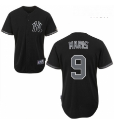 Mens Majestic New York Yankees 9 Roger Maris Replica Black Fashion MLB Jersey