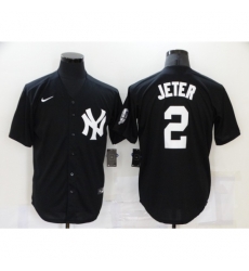 Men's New York Yankees #2 Derek Jeter Authentic Black Game Jersey