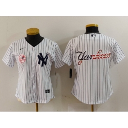 Women New York Yankees White Team Big Logo Cool Base Stitched Jersey 2