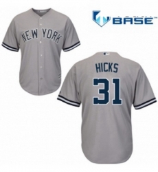 Youth Majestic New York Yankees 31 Aaron Hicks Replica Grey Road MLB Jersey