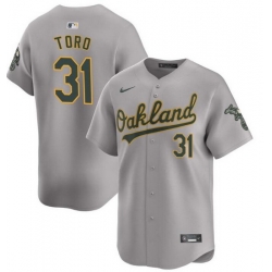 Men Oakland Athletics 31 Abraham Toro Grey 2024 Away Limited Stitched Jersey