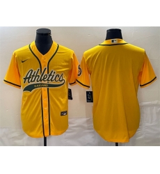 Men Oakland Athletics Blank Yellow Cool Base Stitched Baseball Jersey