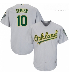 Mens Majestic Oakland Athletics 10 Marcus Semien Replica Grey Road Cool Base MLB Jersey