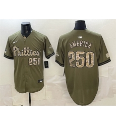 Men Philadelphia Phillies  250 America Olive 2026 Armed Forces Day Stitched Baseball Jersey