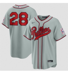 Men Philadelphia Phillies  28 Alec Bohm Gray 2026 Field of Dreams Stadium Stitched Baseball Jersey