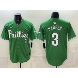 Men Philadelphia Phillies  3 Bryce Harper Green Limited Stitched Jersey