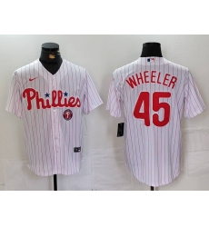 Men Philadelphia Phillies 45 Zack Wheeler White Cool Base Stitched Jersey 1