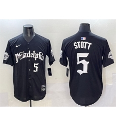 Men Philadelphia Phillies 5 Bryson Stott Black Gothic Vapor Limited Stitched Jersey