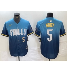 Men Philadelphia Phillies 5 Bryson Stott Blue 2024 City Connect Limited Stitched Jersey 3