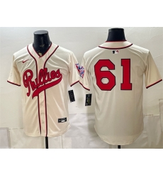 Men Philadelphia Phillies  61 Cristopher Sanchez Cream 2026 Field of Dreams Stadium Stitched Baseball Jersey