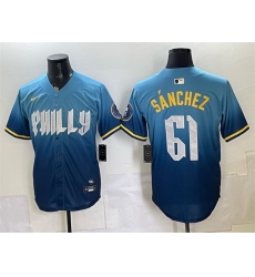 Men Philadelphia Phillies  61 Jhoan Sanchez Blue 2024 City Connect Limited Stitched Jersey
