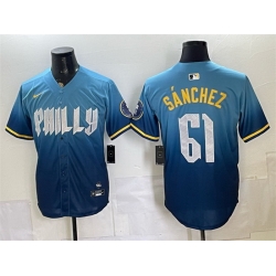 Men Philadelphia Phillies  61 Jhoan Sanchez Blue 2024 City Connect Limited Stitched Jersey