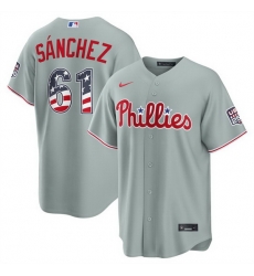 Men Philadelphia Phillies  61 Jhoan Sanchez Grey USA 250 Fourth of July Home Stitched Baseball Jersey