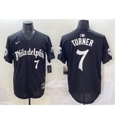 Men Philadelphia Phillies 7 Trea Turner Black Gothic Vapor Limited Stitched Jersey Men Philadelphia Phillies 7 Trea Turner Black Gothic Vapor Limited Stitched Jersey