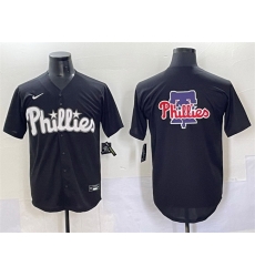 Men Philadelphia Phillies Team Big Logo Black Lights Out Limited Stitched Baseball Jersey