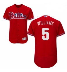 Mens Majestic Philadelphia Phillies 5 Nick Williams Red Flexbase Authentic Collection MLB Jersey