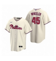 Mens Nike Philadelphia Phillies 45 Zack Wheeler Cream Alternate Stitched Baseball Jersey