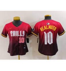 Women Philadelphia Phillies 10 J T  Realmuto Red 2024 City Connect Limited Stitched Baseball Jersey 1