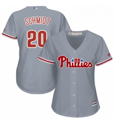 Womens Majestic Philadelphia Phillies 20 Mike Schmidt Replica Grey Road Cool Base MLB Jersey