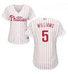 Womens Majestic Philadelphia Phillies 5 Nick Williams Replica WhiteRed Strip Home Cool Base MLB Jersey 