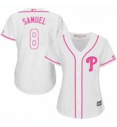 Womens Majestic Philadelphia Phillies 8 Juan Samuel Replica White Fashion Cool Base MLB Jersey