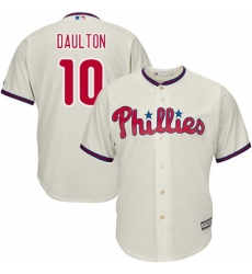 Youth Majestic Philadelphia Phillies 10 Darren Daulton Replica Cream Alternate Cool Base MLB Jersey