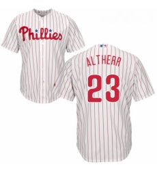 Youth Majestic Philadelphia Phillies 23 Aaron Altherr Authentic WhiteRed Strip Home Cool Base MLB Jersey 