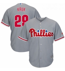 Youth Majestic Philadelphia Phillies 29 John Kruk Replica Grey Road Cool Base MLB Jersey