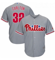 Youth Majestic Philadelphia Phillies 32 Steve Carlton Authentic Grey Road Cool Base MLB Jersey