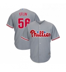 Youth Philadelphia Phillies 56 Zach Eflin Replica Grey Road Cool Base Baseball Jersey 