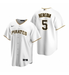 Mens Nike Pittsburgh Pirates 5 Guillermo Heredia White Home Stitched Baseball Jersey