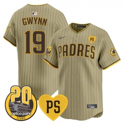 Men San Diego Padres 23 Fernando Tatis Jr  Tan  27For Peter 27 And Petco Park 20th Patch Limited Stitched Baseball Jersey