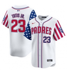 Men San Diego Padres 23 Fernando Tatis Jr  White 2025 Independence Day Vapor Premier Limited Stitched Baseball Jersey