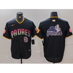Men San Diego Padres Black Team Big Logo Cool Base Stitched Baseball JerseyS 3