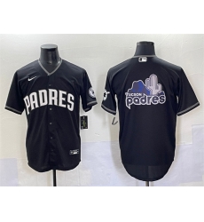 Men San Diego Padres Team Big Logo Black Stitched Baseball Jersey 1