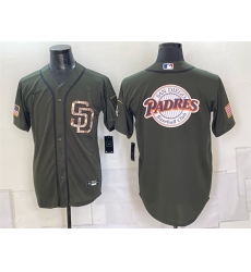 Men San Diego Padres Team Big Logo Olive Camo Cool Base Stitched Baseball Jersey 001