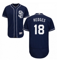 Mens Majestic San Diego Padres 18 Austin Hedges Navy Blue Alternate Flex Base Authentic Collection MLB Jersey