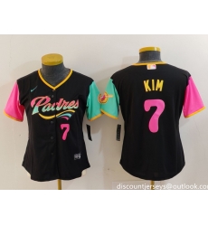 Women San Diego Padres 7 Ha Seong Kim Black City Connect Stitched Baseball Jersey 2